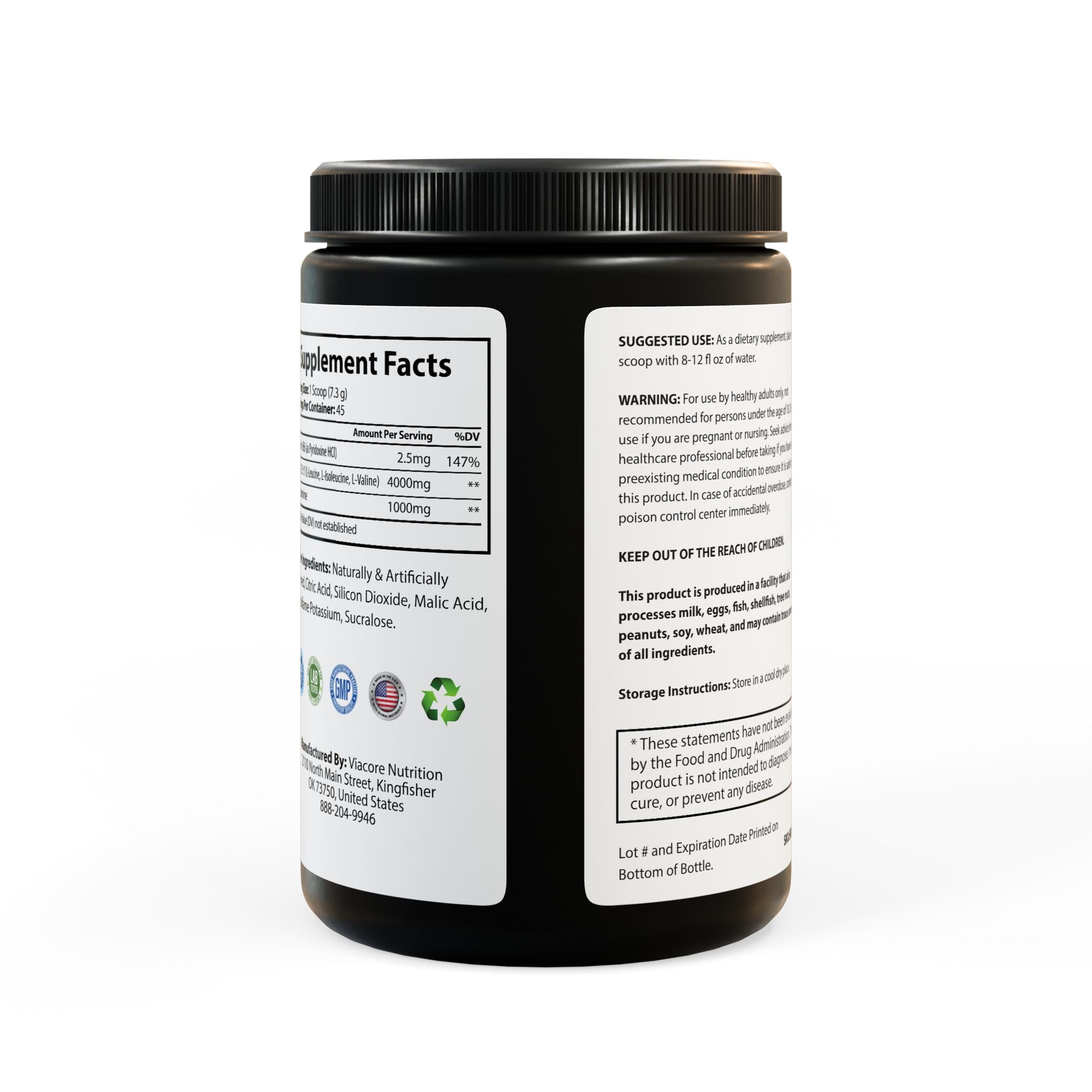 AfroFilipina SuperPowder BCAA Supplement, Watermelon (325g, 11.46oz, 45 servings)
