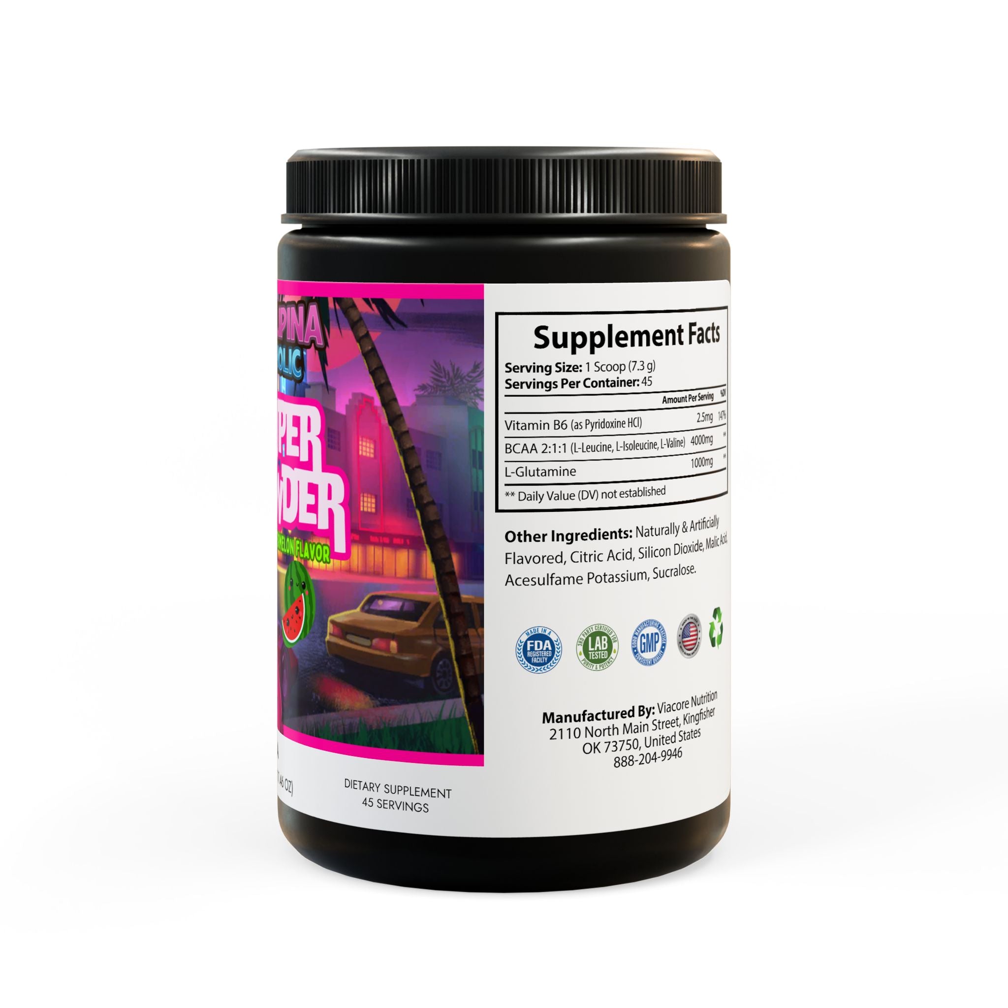 AfroFilipina SuperPowder BCAA Supplement, Watermelon (325g, 11.46oz, 45 servings)
