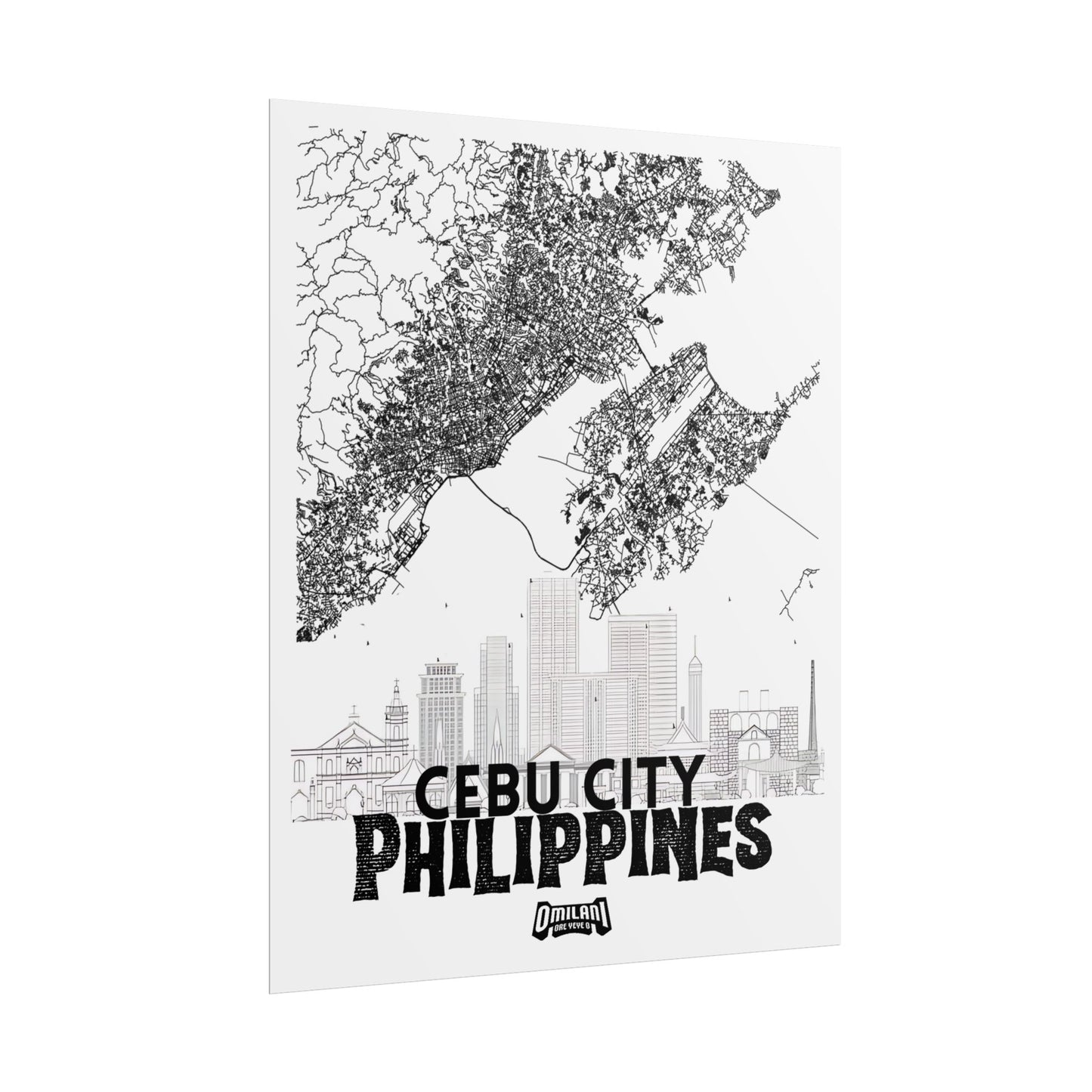 Cebu City Map BW Poster