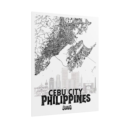 Cebu City Map BW Poster